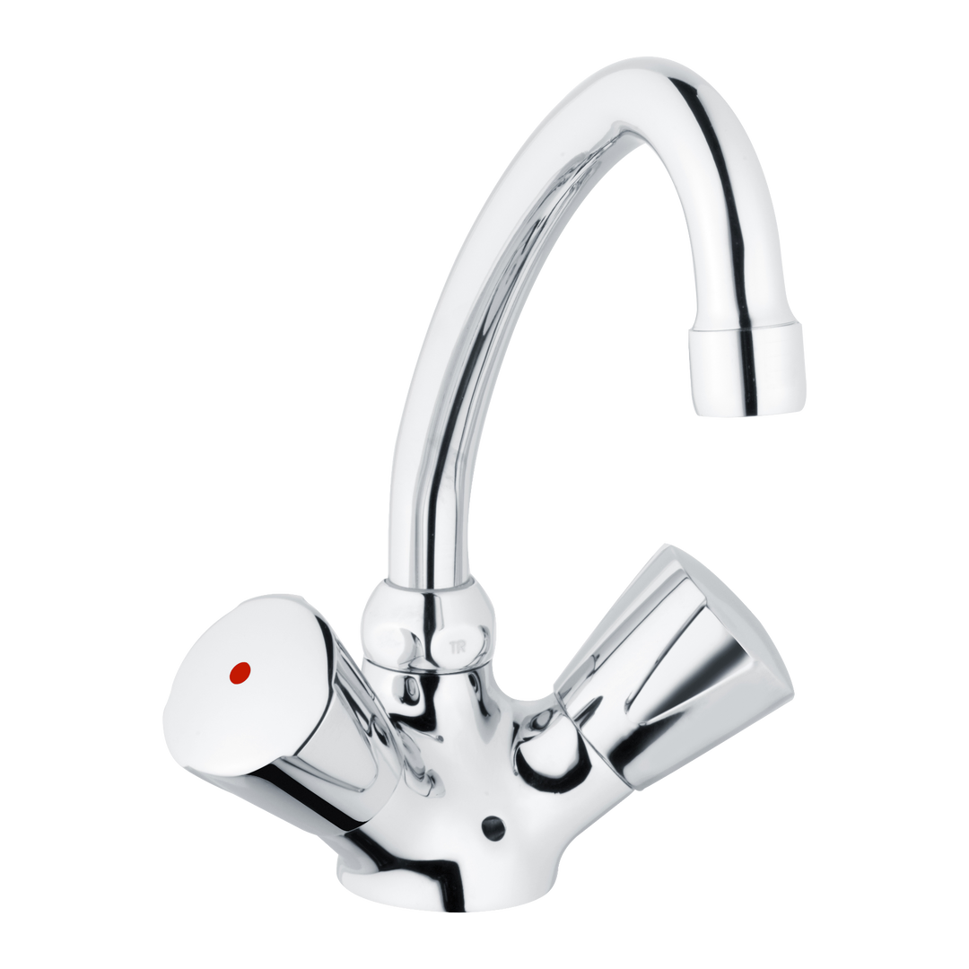 classic-line_2 Two handle wash basin mixer with pop-up waste