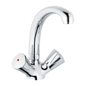classic-line_2 Two handle wash basin mixer low pressure with pop-up waste