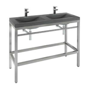wintec Double wash basin Salona, with tap hole, grey
